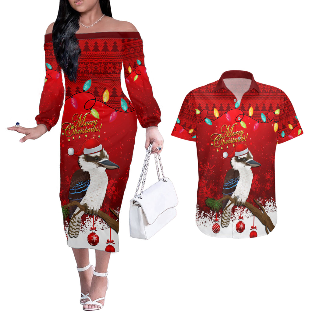 australia-christmas-couples-matching-off-the-shoulder-long-sleeve-dress-and-hawaiian-shirt-aussie-kookaburra-santa-merry-xmas