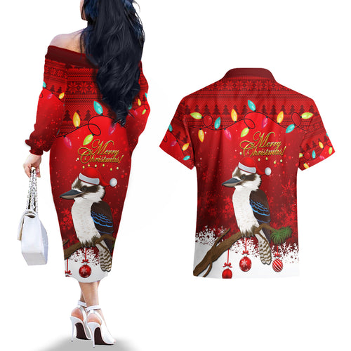 australia-christmas-couples-matching-off-the-shoulder-long-sleeve-dress-and-hawaiian-shirt-aussie-kookaburra-santa-merry-xmas