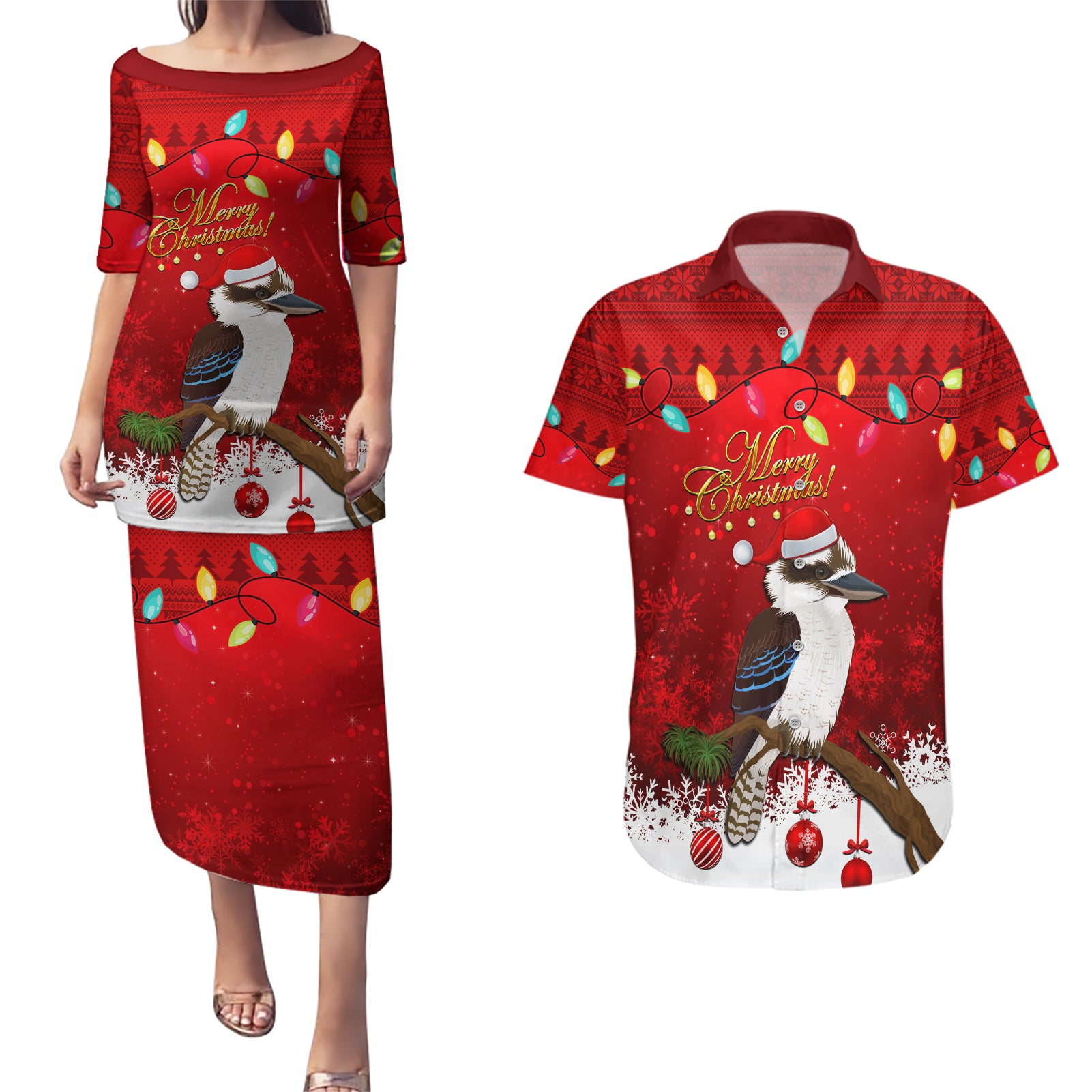 australia-christmas-couples-matching-puletasi-dress-and-hawaiian-shirt-aussie-kookaburra-santa-merry-xmas