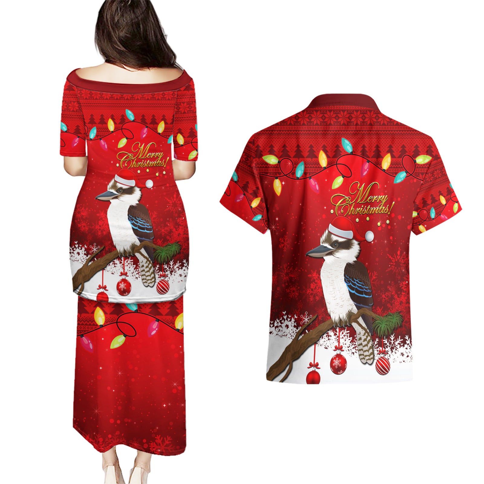australia-christmas-couples-matching-puletasi-dress-and-hawaiian-shirt-aussie-kookaburra-santa-merry-xmas