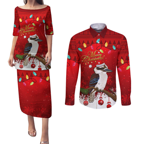 australia-christmas-couples-matching-puletasi-dress-and-long-sleeve-button-shirt-aussie-kookaburra-santa-merry-xmas