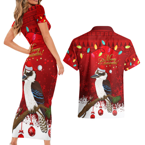australia-christmas-couples-matching-short-sleeve-bodycon-dress-and-hawaiian-shirt-aussie-kookaburra-santa-merry-xmas