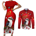 australia-christmas-couples-matching-short-sleeve-bodycon-dress-and-long-sleeve-button-shirt-aussie-kookaburra-santa-merry-xmas