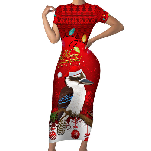 australia-christmas-family-matching-short-sleeve-bodycon-dress-and-hawaiian-shirt-aussie-kookaburra-santa-merry-xmas
