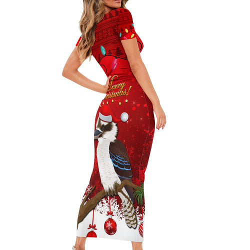 australia-christmas-family-matching-short-sleeve-bodycon-dress-and-hawaiian-shirt-aussie-kookaburra-santa-merry-xmas