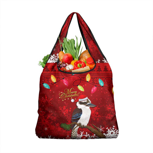 Australia Christmas Grocery Bag Aussie Kookaburra Santa Merry Xmas