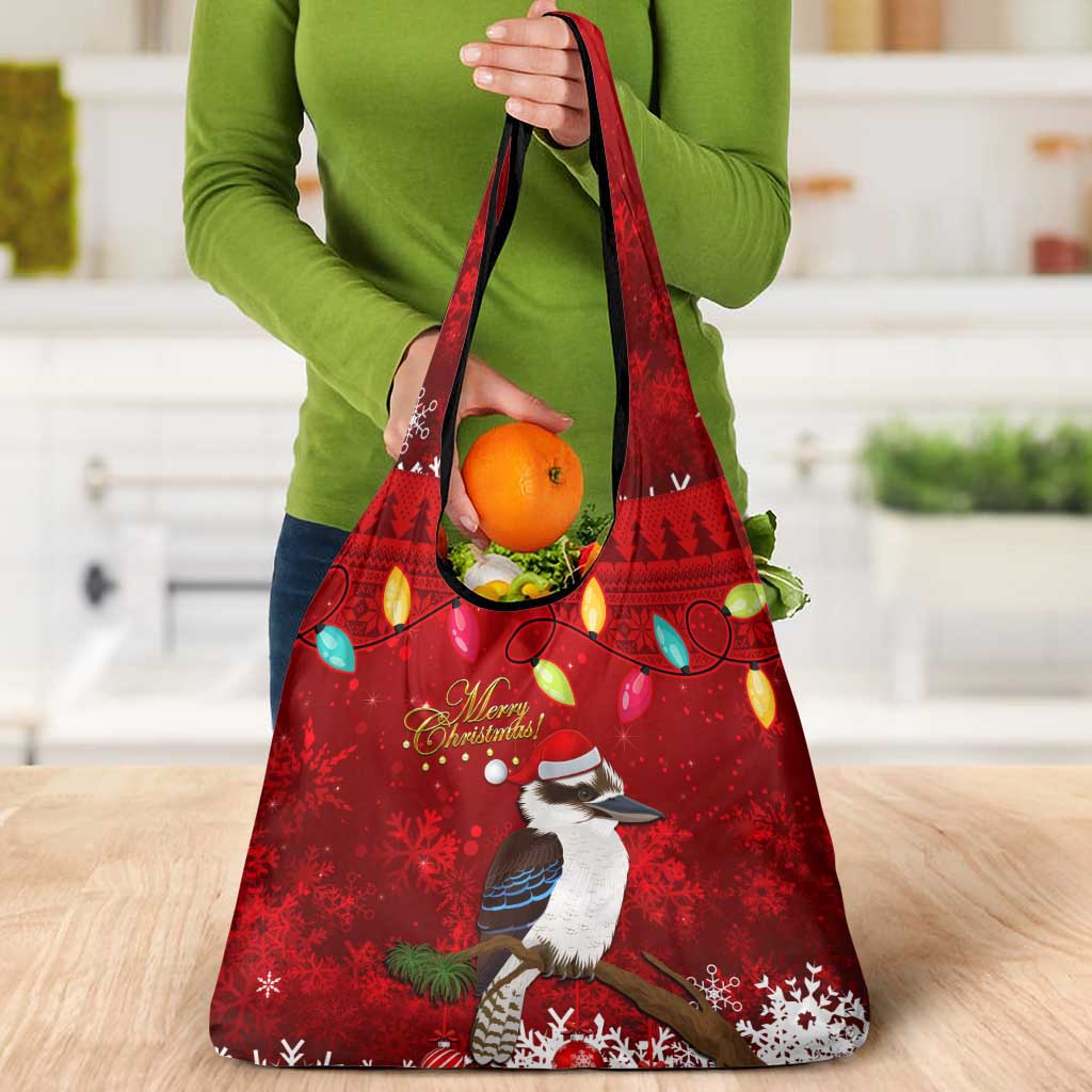Australia Christmas Grocery Bag Aussie Kookaburra Santa Merry Xmas