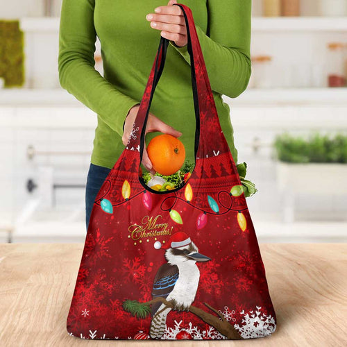 Australia Christmas Grocery Bag Aussie Kookaburra Santa Merry Xmas