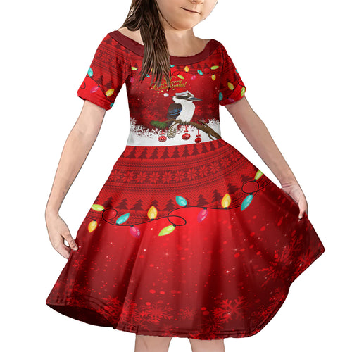 australia-christmas-kid-short-sleeve-dress-aussie-kookaburra-santa-merry-xmas