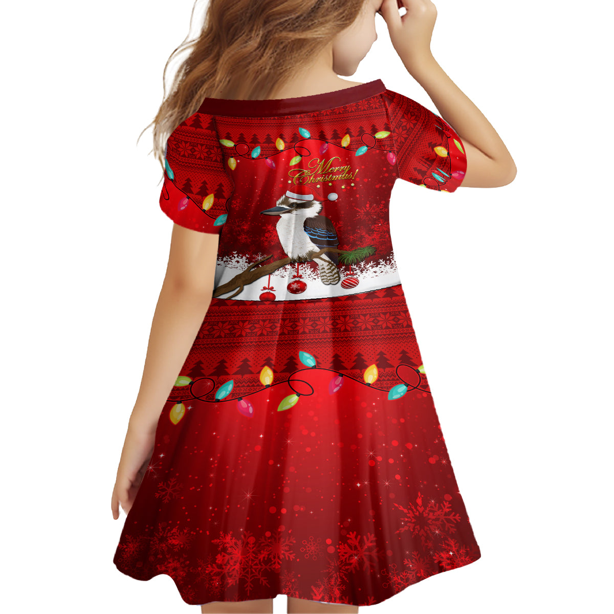 australia-christmas-kid-short-sleeve-dress-aussie-kookaburra-santa-merry-xmas
