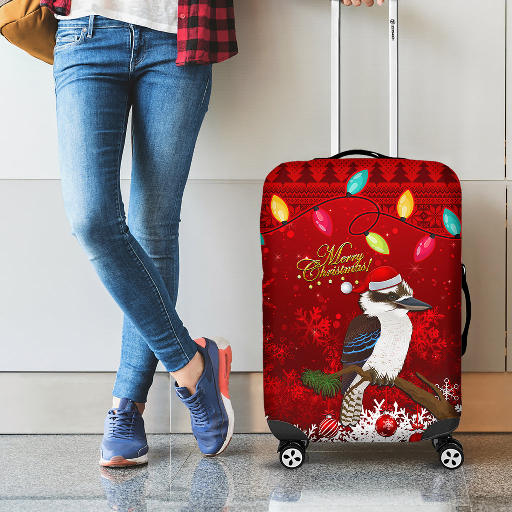 australia-christmas-luggage-cover-aussie-kookaburra-santa-merry-xmas