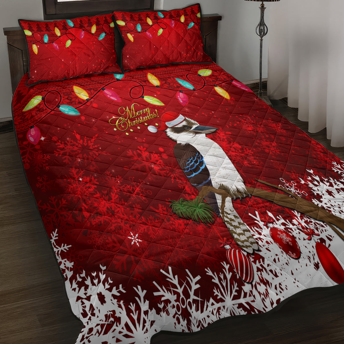 australia-christmas-quilt-bed-set-aussie-kookaburra-santa-merry-xmas
