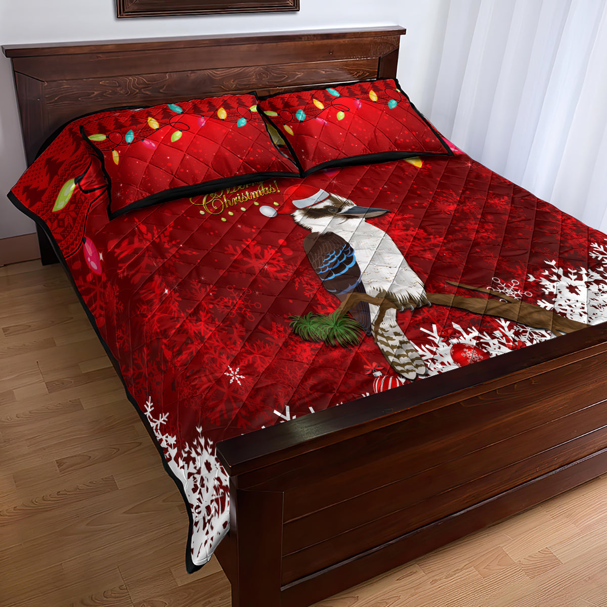 australia-christmas-quilt-bed-set-aussie-kookaburra-santa-merry-xmas