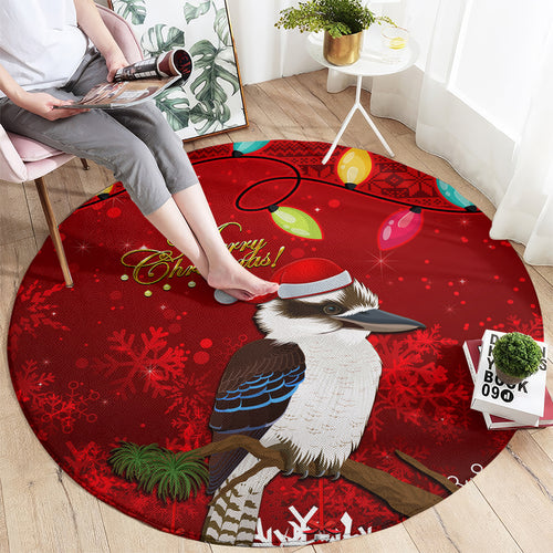 australia-christmas-round-carpet-aussie-kookaburra-santa-merry-xmas