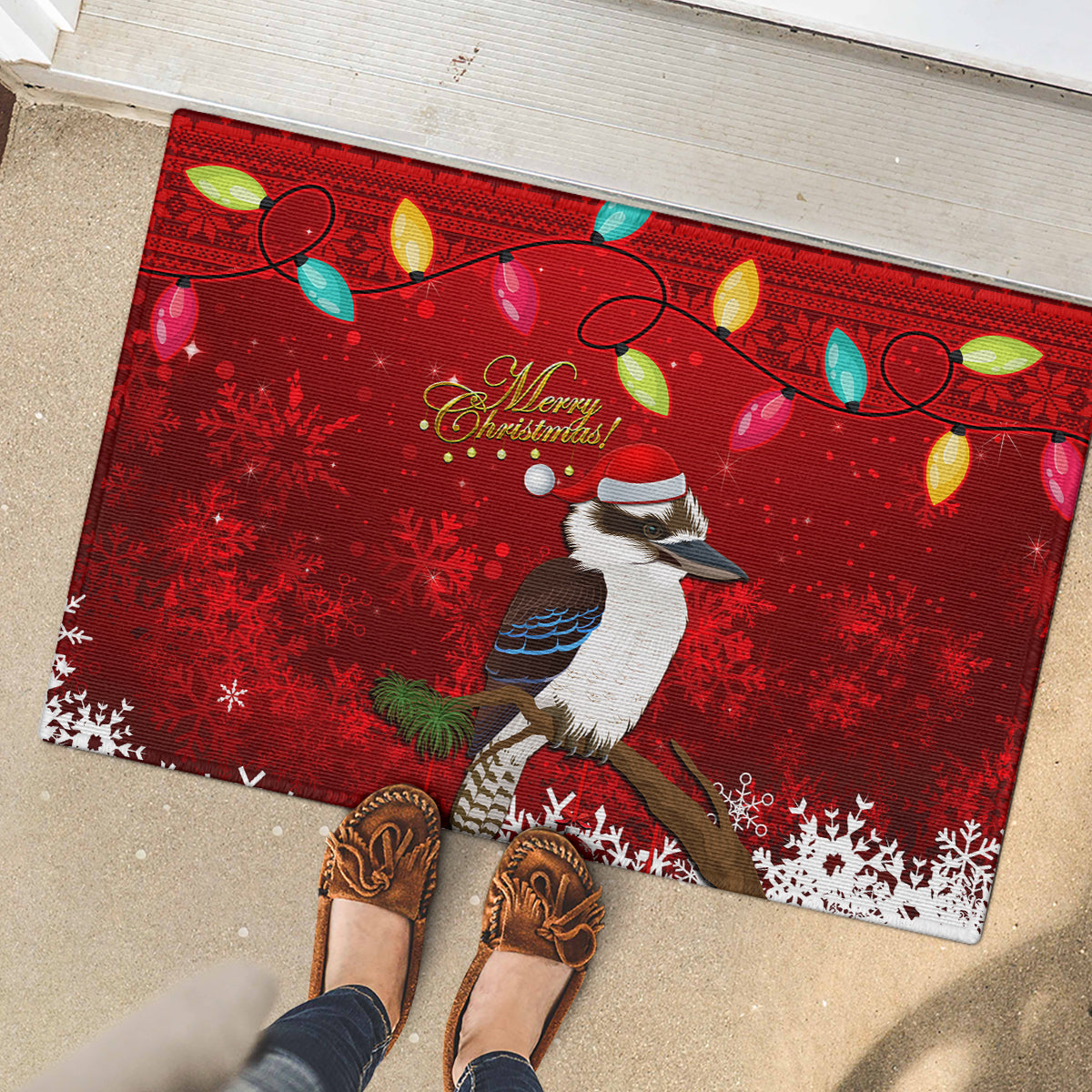 australia-christmas-rubber-doormat-aussie-kookaburra-santa-merry-xmas