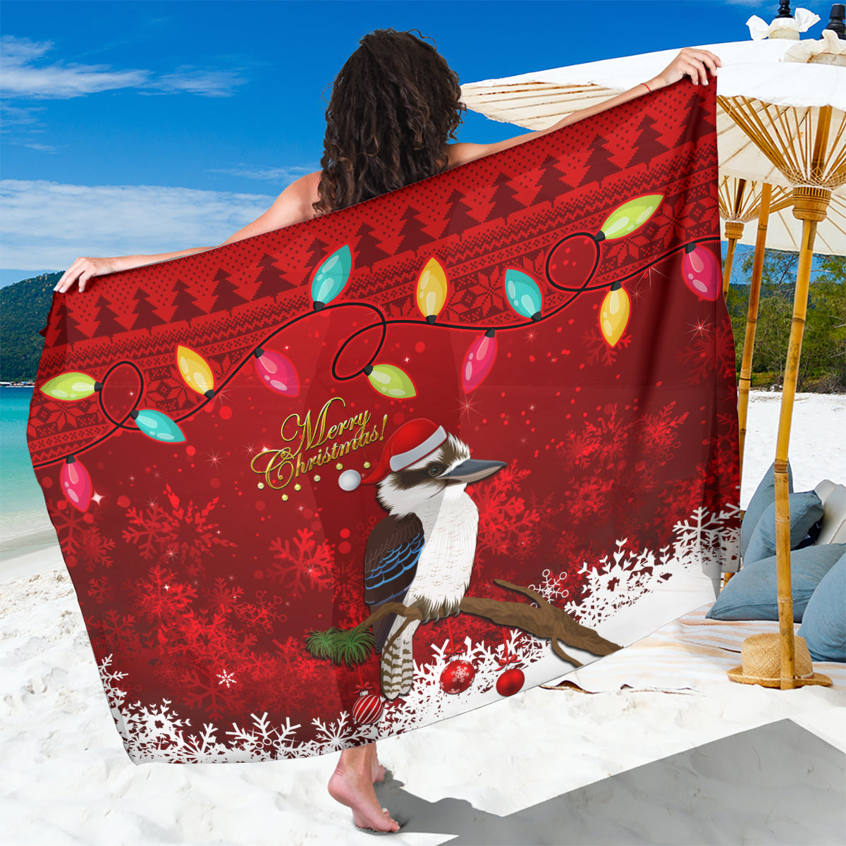 australia-christmas-sarong-aussie-kookaburra-santa-merry-xmas