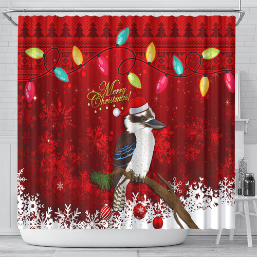 australia-christmas-shower-curtain-aussie-kookaburra-santa-merry-xmas