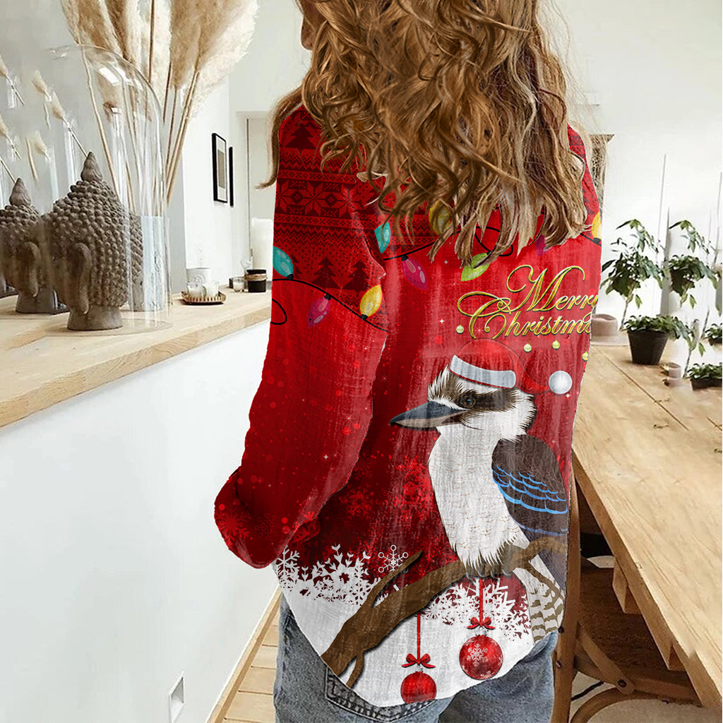 australia-christmas-women-casual-shirt-aussie-kookaburra-santa-merry-xmas