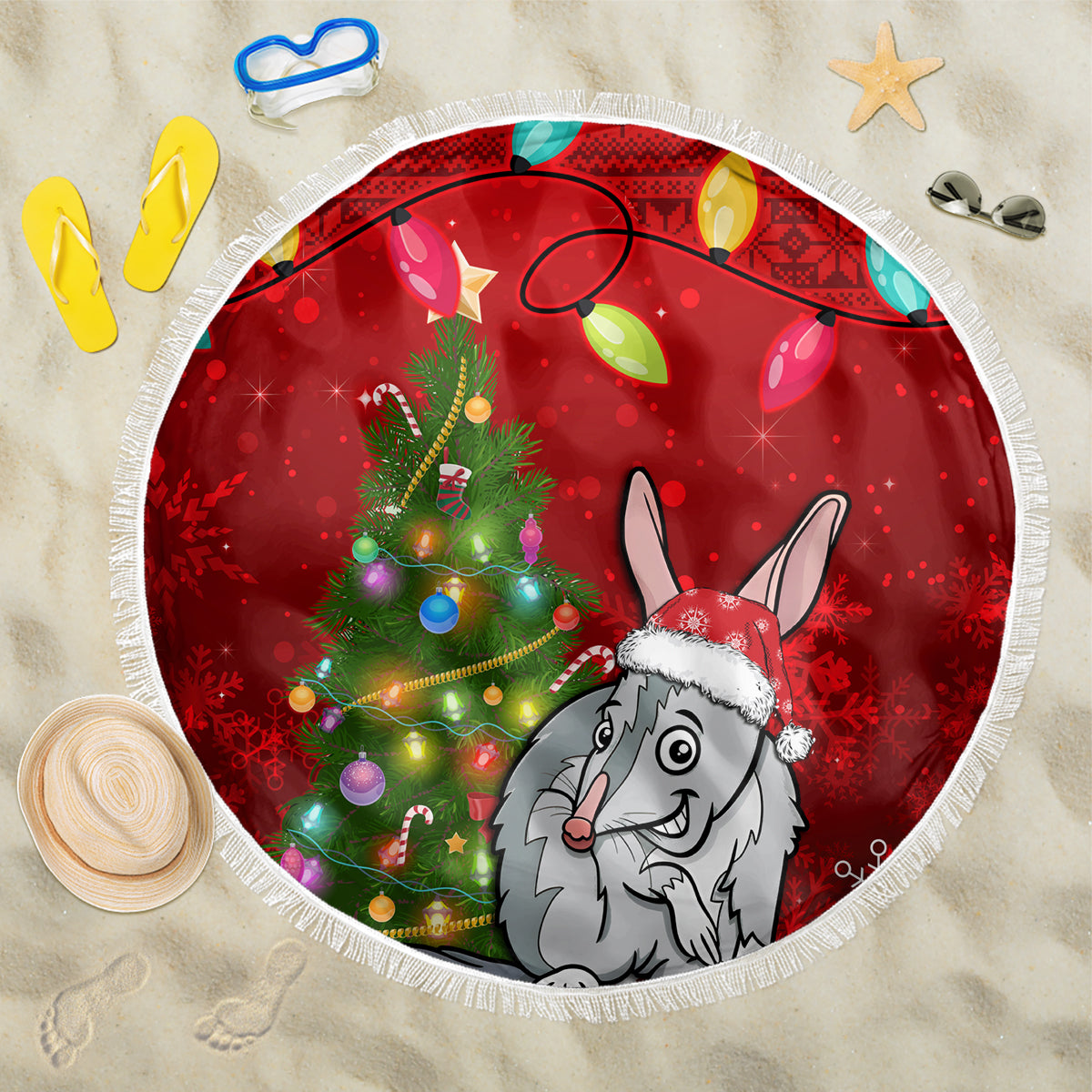 australia-christmas-beach-blanket-aussie-bilby-santa-merry-xmas