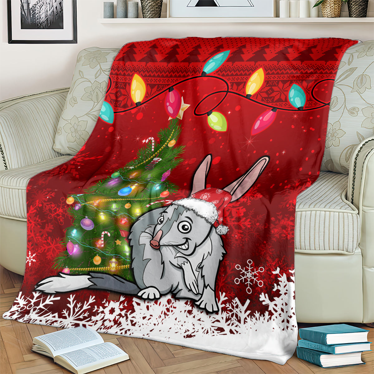 australia-christmas-blanket-aussie-bilby-santa-merry-xmas