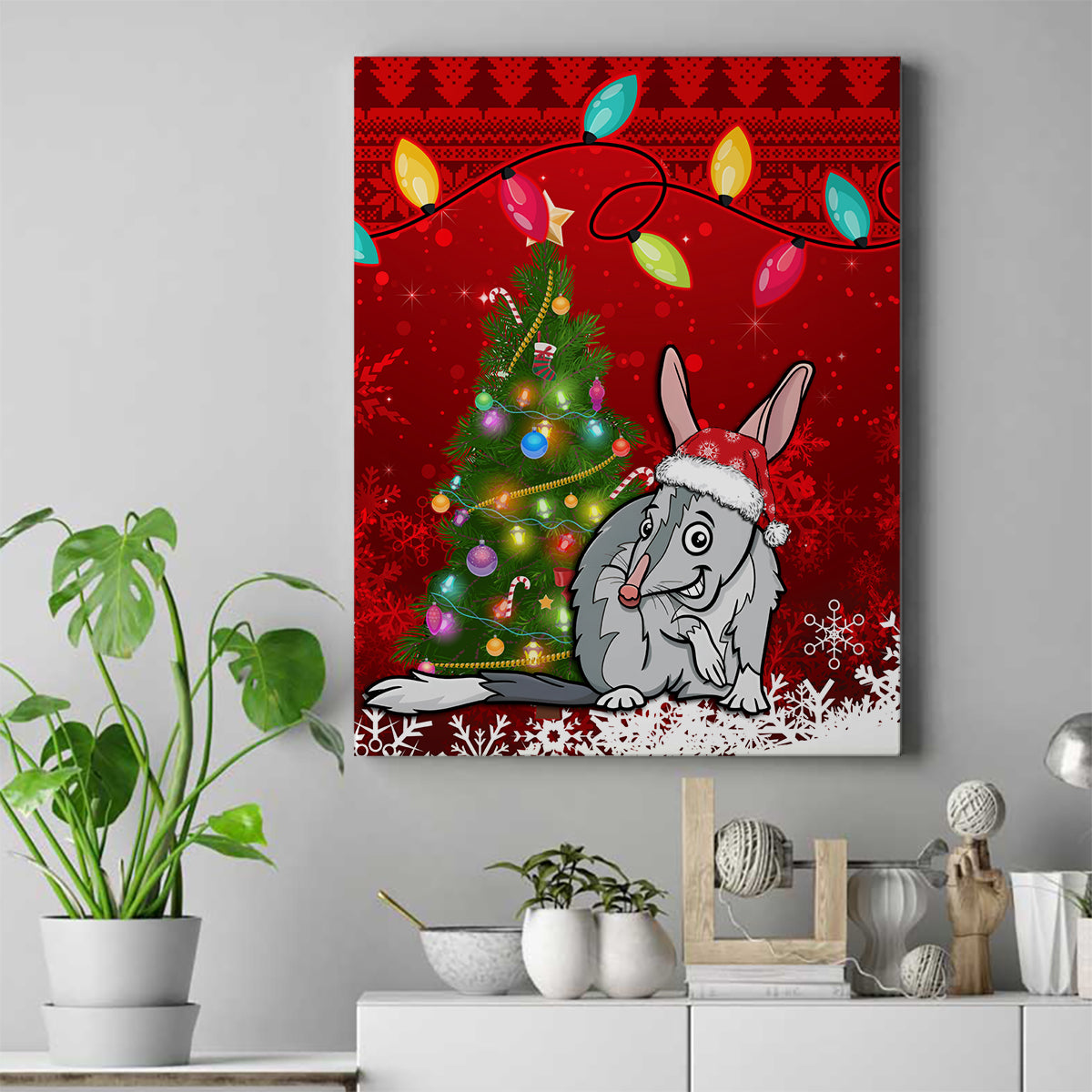 australia-christmas-canvas-wall-art-aussie-bilby-santa-merry-xmas
