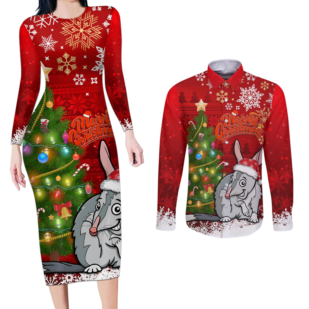 australia-christmas-couples-matching-long-sleeve-bodycon-dress-and-long-sleeve-button-shirt-aussie-bilby-santa-merry-xmas