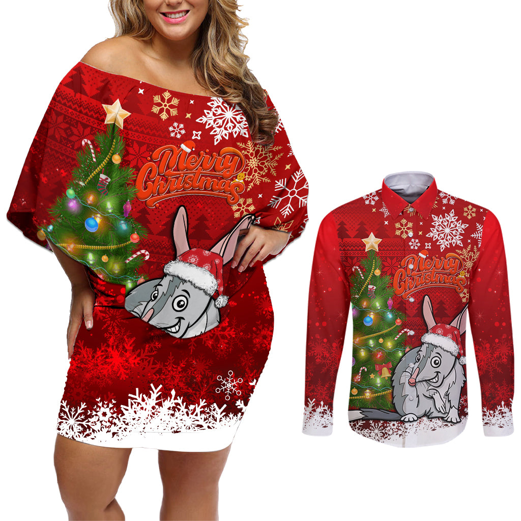 australia-christmas-couples-matching-off-shoulder-short-dress-and-long-sleeve-button-shirt-aussie-bilby-santa-merry-xmas