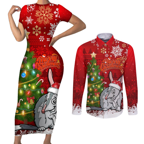 australia-christmas-couples-matching-short-sleeve-bodycon-dress-and-long-sleeve-button-shirt-aussie-bilby-santa-merry-xmas