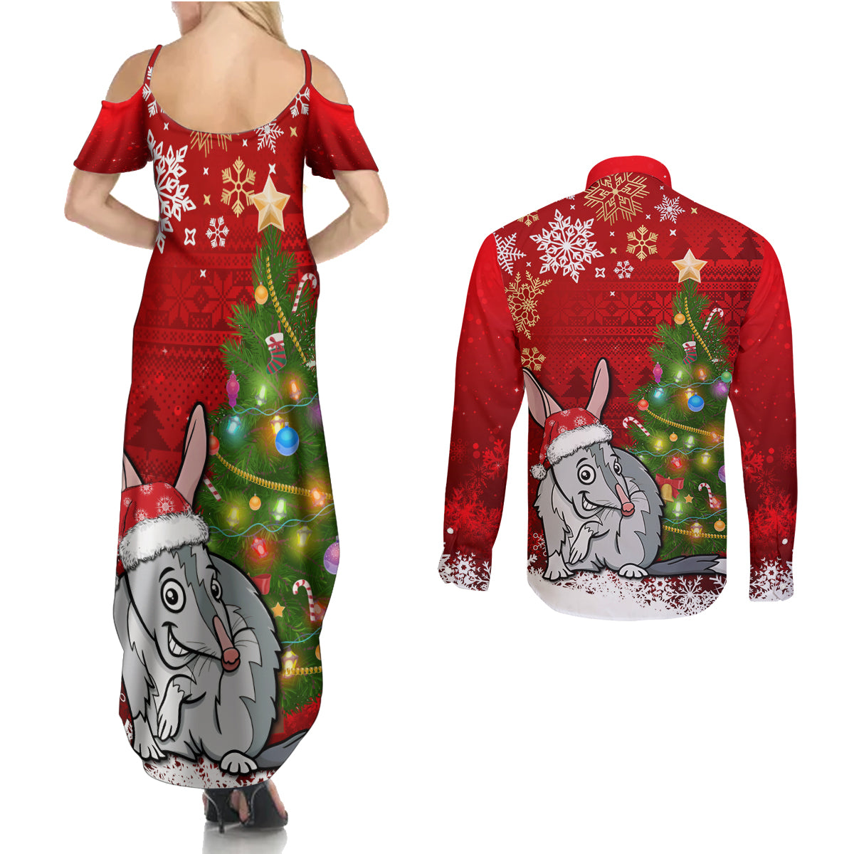 australia-christmas-couples-matching-summer-maxi-dress-and-long-sleeve-button-shirt-aussie-bilby-santa-merry-xmas