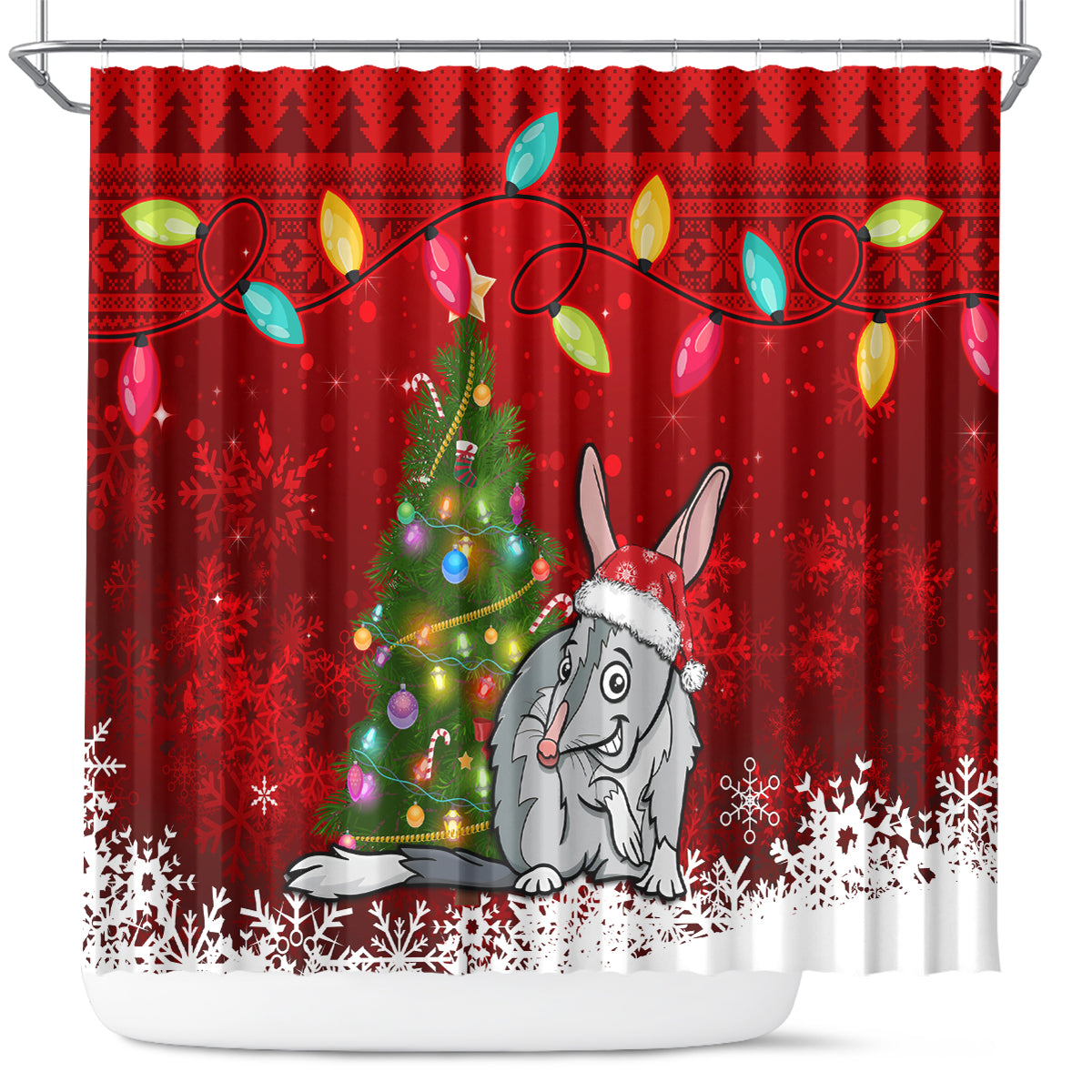 australia-christmas-shower-curtain-aussie-bilby-santa-merry-xmas