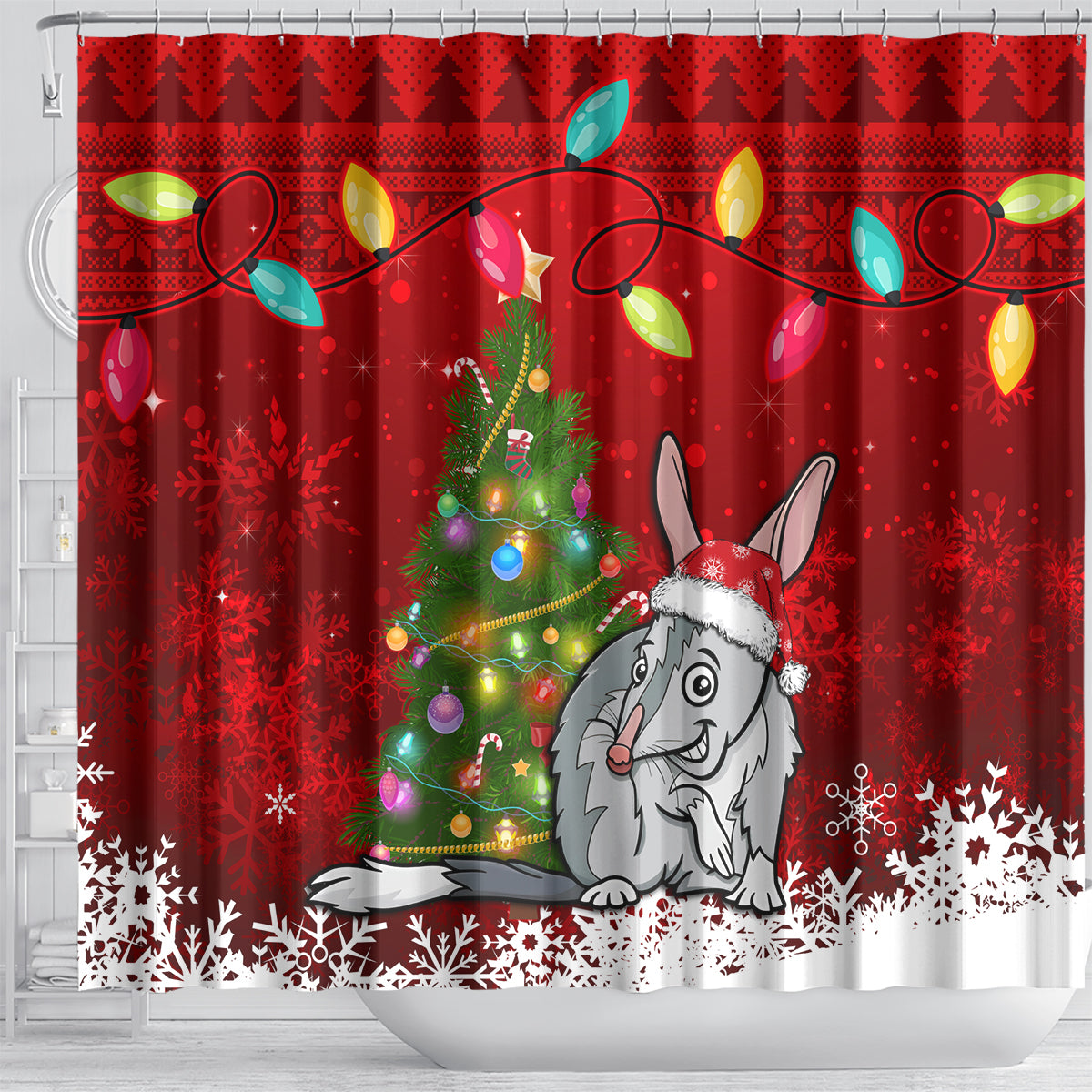 australia-christmas-shower-curtain-aussie-bilby-santa-merry-xmas