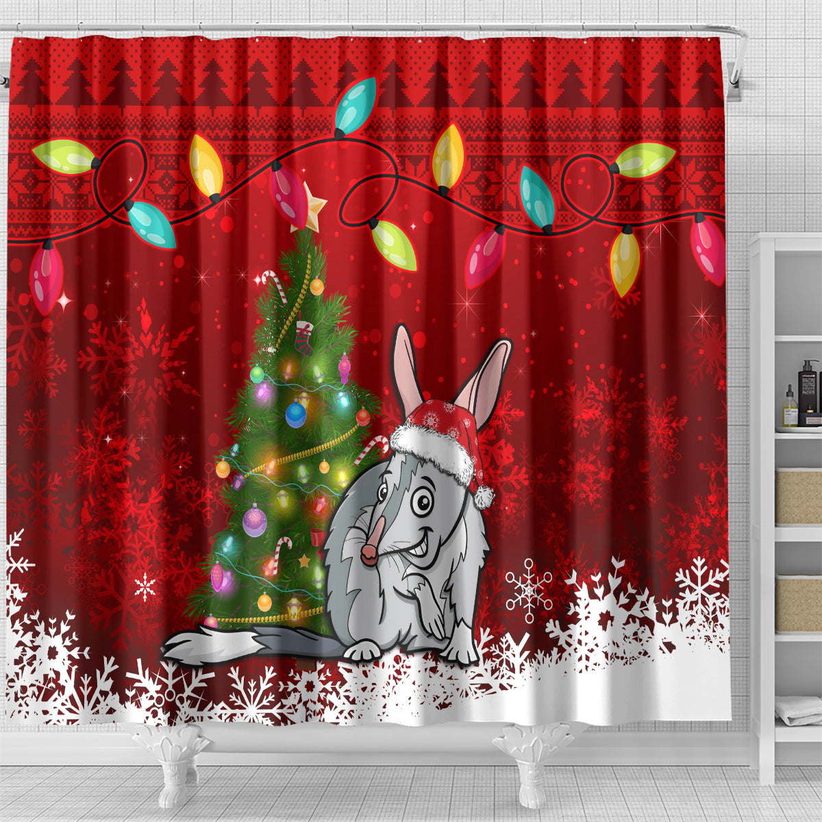 australia-christmas-shower-curtain-aussie-bilby-santa-merry-xmas