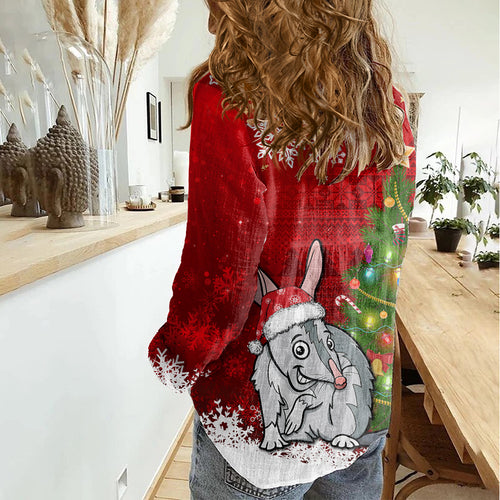 australia-christmas-women-casual-shirt-aussie-bilby-santa-merry-xmas