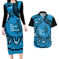 Australia Diabetes Awareness Month Couples Matching Long Sleeve Bodycon Dress and Hawaiian Shirt Be Strong And Fight On Aboriginal Art