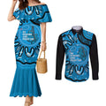 Australia Diabetes Awareness Month Couples Matching Mermaid Dress and Long Sleeve Button Shirt Be Strong And Fight On Aboriginal Art