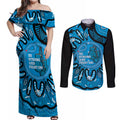 Australia Diabetes Awareness Month Couples Matching Off Shoulder Maxi Dress and Long Sleeve Button Shirt Be Strong And Fight On Aboriginal Art