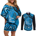 Australia Diabetes Awareness Month Couples Matching Off Shoulder Short Dress and Long Sleeve Button Shirt Be Strong And Fight On Aboriginal Art