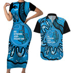 Australia Diabetes Awareness Month Couples Matching Short Sleeve Bodycon Dress and Hawaiian Shirt Be Strong And Fight On Aboriginal Art