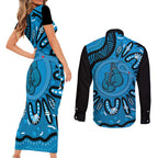 Australia Diabetes Awareness Month Couples Matching Short Sleeve Bodycon Dress and Long Sleeve Button Shirt Be Strong And Fight On Aboriginal Art