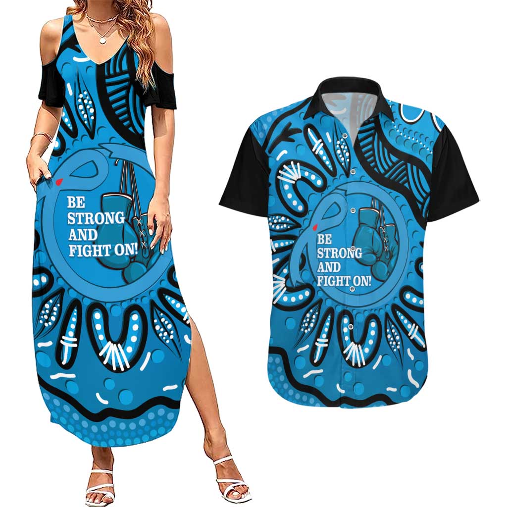 Australia Diabetes Awareness Month Couples Matching Summer Maxi Dress and Hawaiian Shirt Be Strong And Fight On Aboriginal Art