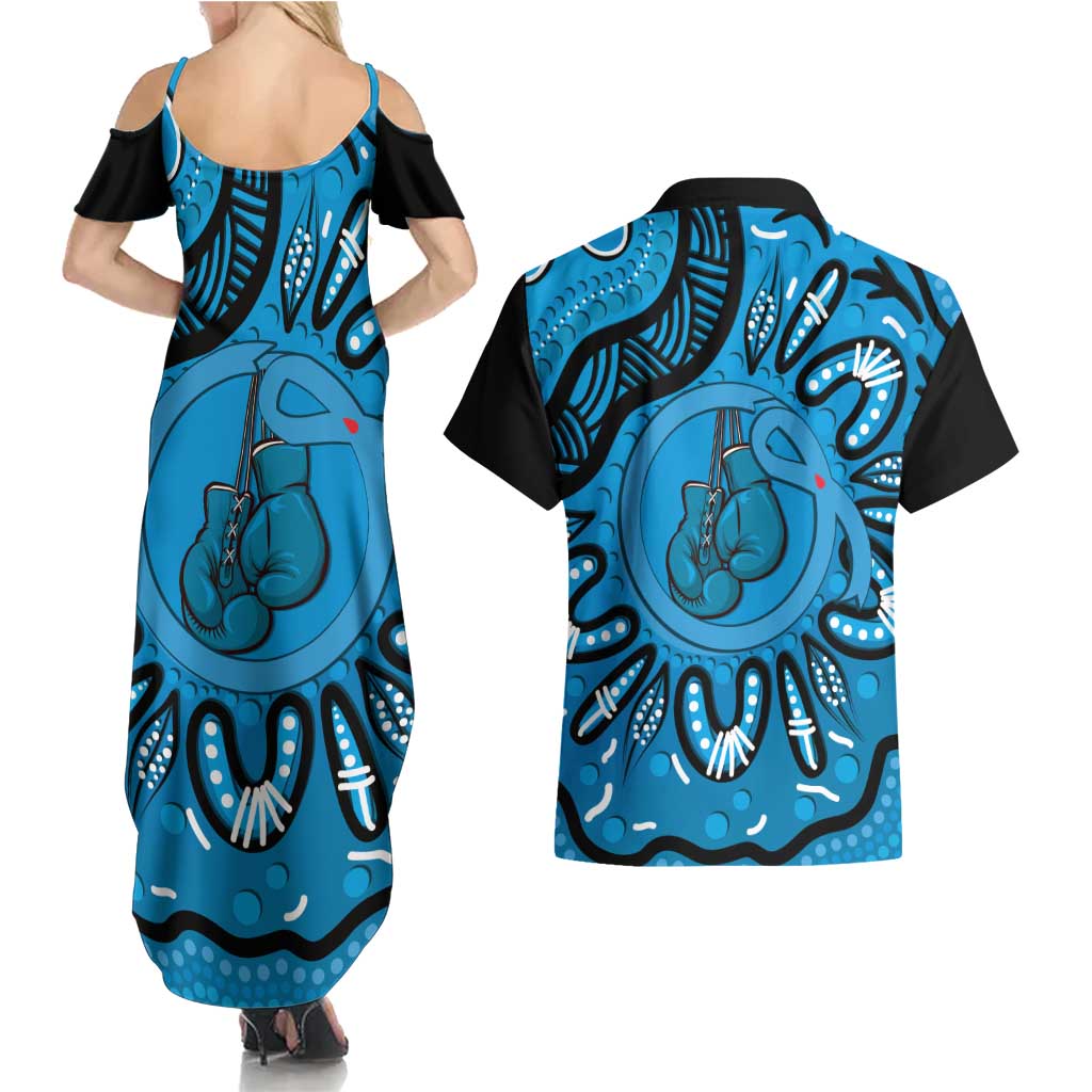 Australia Diabetes Awareness Month Couples Matching Summer Maxi Dress and Hawaiian Shirt Be Strong And Fight On Aboriginal Art