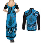 Australia Diabetes Awareness Month Couples Matching Summer Maxi Dress and Long Sleeve Button Shirt Be Strong And Fight On Aboriginal Art