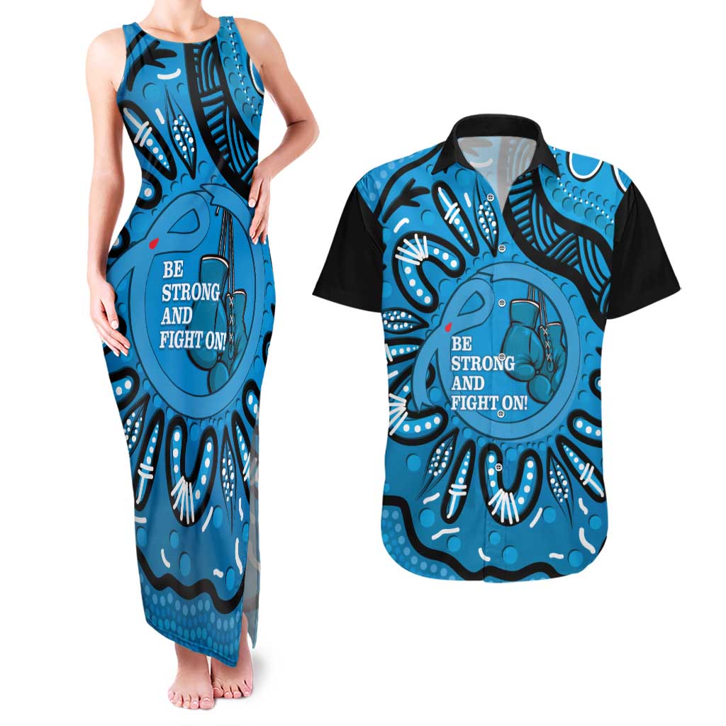 Australia Diabetes Awareness Month Couples Matching Tank Maxi Dress and Hawaiian Shirt Be Strong And Fight On Aboriginal Art