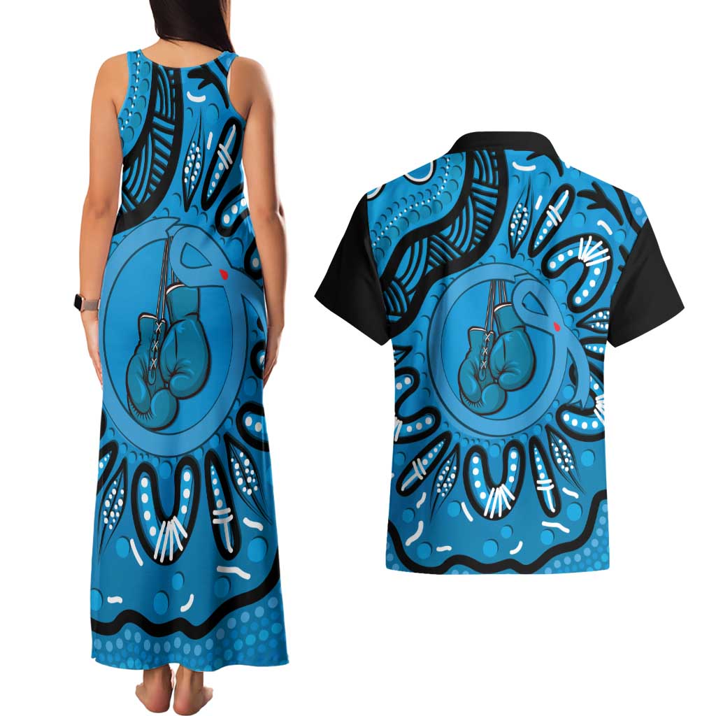 Australia Diabetes Awareness Month Couples Matching Tank Maxi Dress and Hawaiian Shirt Be Strong And Fight On Aboriginal Art