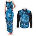 Australia Diabetes Awareness Month Couples Matching Tank Maxi Dress and Long Sleeve Button Shirt Be Strong And Fight On Aboriginal Art
