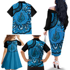 Australia Diabetes Awareness Month Family Matching Off The Shoulder Long Sleeve Dress and Hawaiian Shirt Be Strong And Fight On Aboriginal Art