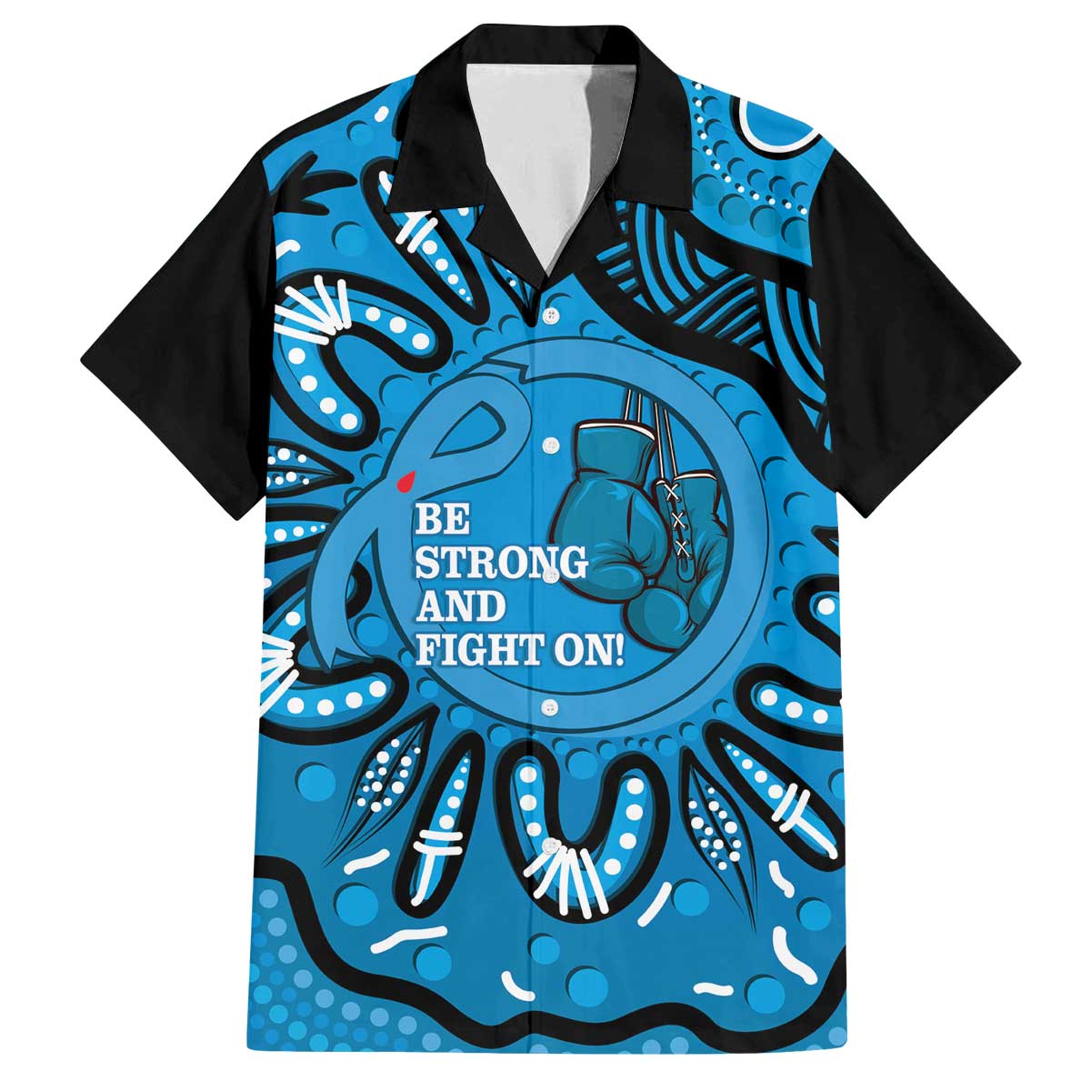 Australia Diabetes Awareness Month Family Matching Off The Shoulder Long Sleeve Dress and Hawaiian Shirt Be Strong And Fight On Aboriginal Art