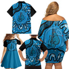 Australia Diabetes Awareness Month Family Matching Off Shoulder Short Dress and Hawaiian Shirt Be Strong And Fight On Aboriginal Art