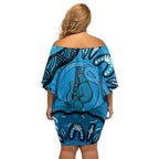Australia Diabetes Awareness Month Family Matching Off Shoulder Short Dress and Hawaiian Shirt Be Strong And Fight On Aboriginal Art