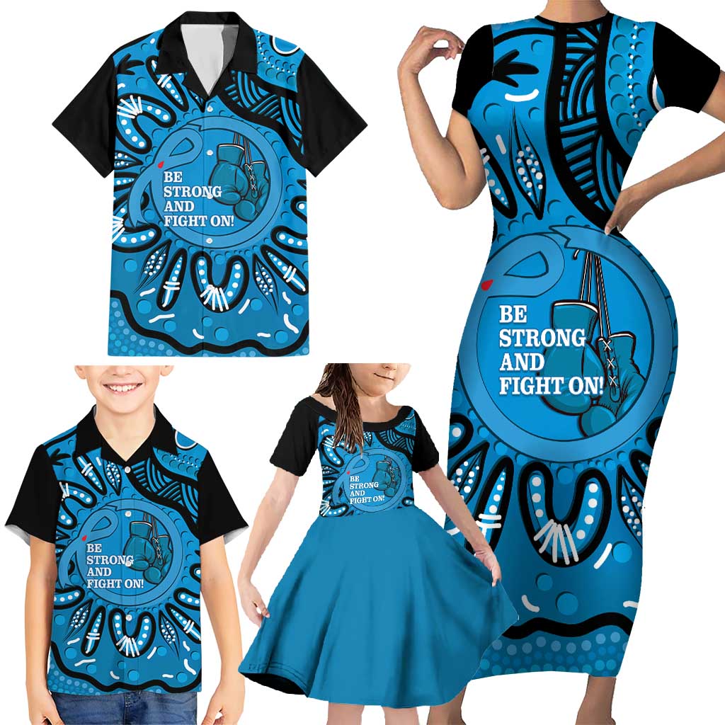 Australia Diabetes Awareness Month Family Matching Short Sleeve Bodycon Dress and Hawaiian Shirt Be Strong And Fight On Aboriginal Art